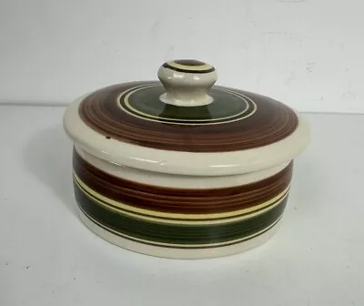 Buy Dragon Pottery Rhayader Stripped Pot & Lid Made In Wales 12cm Diameter • 10£
