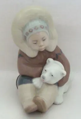 Buy Lladro Inuit Eskimo Child With Polar Bear Cub Figurine 1195 • 35.47£