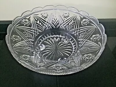 Buy Vintage Glass Fruit Bowl On Feet  10½  Fluted Patterned VGC Heavy • 16.99£