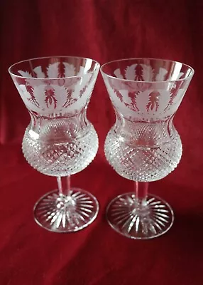 Buy Edinburgh Crystal Thistle Pattern - Pair Of Water Goblets - Signed • 170£