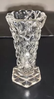 Buy Small Crystal Cut Glass Sawtooth Topped Posy Vase 10cm. Vintage            • 3.99£