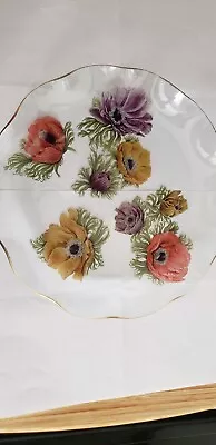 Buy Chance Anemone Gold Fluted Edge Round Glass Plate • 9.50£