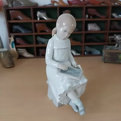 Buy LLadro Dao Figurine Girl In Blue Dress Doing School Work 1987 Handmade Spain • 5£