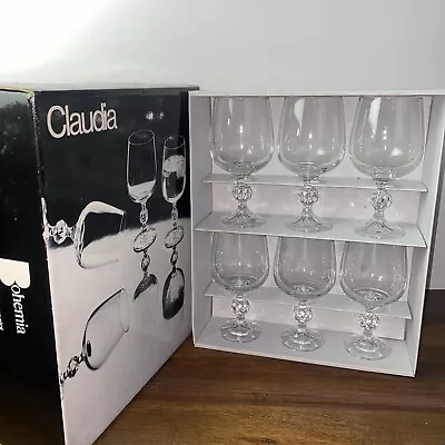 Buy Vintage Claudia Bohemia Crystal Wine Glasses  Fine Lead Crystal Set Of 6 • 18.64£