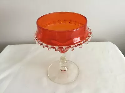 Buy Vintage Red Glass Bon Bon Dish With Clear Glass Stem • 6£