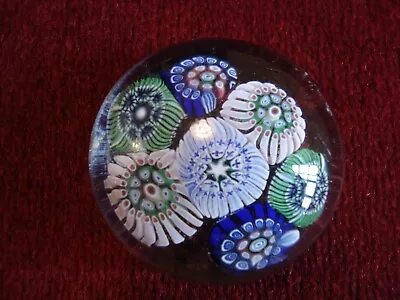 Buy Antique St Mande Miniature 2  Dia Millefiori Art Glass Paperweight 7 Cane Cluste • 150£