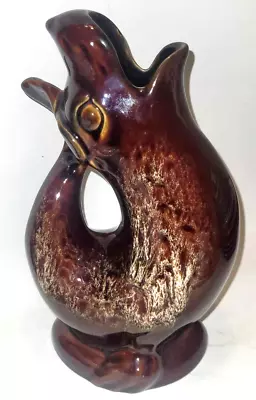 Buy Kernewek Glug Jug Pottery Cornwall Treacle Brown Seal 9” Gurgle Vase Vintage • 19.99£
