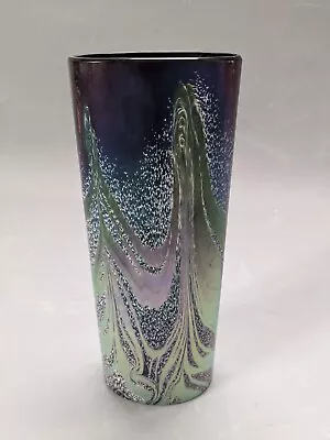 Buy Okra Studio Art Glass Tall Ovoid Vase Merlins Web Lustre Handmade Iridescent • 39.95£