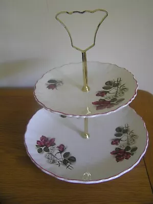 Buy James Kent Old Foley Red Roses 2 Tier Cake Sandwich Afternoon Tea Stand • 12£