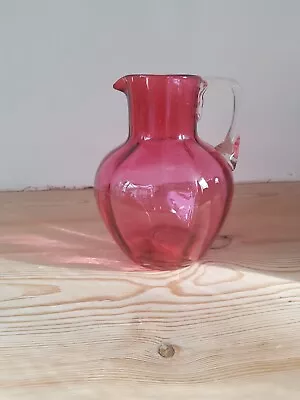 Buy Cranberry Glass Vintage Victorian Antique Large Jug Pitcher • 15£