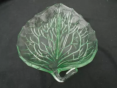 Buy Vintage Bagley Green Glass Cocktail Time Two Section Leaf Dish • 9.95£