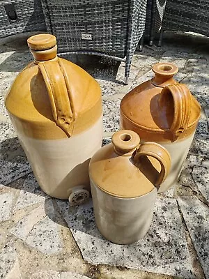 Buy 3 X Glazed Stoneware Flagons. Price, Doulton Lambeth • 45£