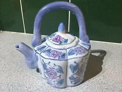 Buy Vintage Handpainted Blue White Floral Miniature Ornamental Teapot Made In China • 6.49£