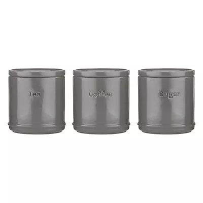 Buy 3Pc Stackable Canister Tea Coffee Sugar Storage Jar Kitchen Charcoal Grey • 21.95£