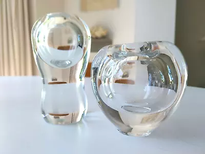 Buy Vintage Pair Of  Dartington Crystal Clear Glass Vases Pop Mod Space Age Thrower • 14.50£