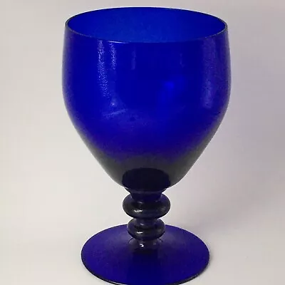 Buy BRISTOL BLUE Wine Drinking Glass 300ml Double Knopped Stem With Raw Pontil 5.5  • 30£