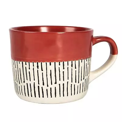 Buy 1x Red 450ml Dipped Dash Stoneware Coffee Mug Large Rustic Ceramic Tea Cups Set • 8£