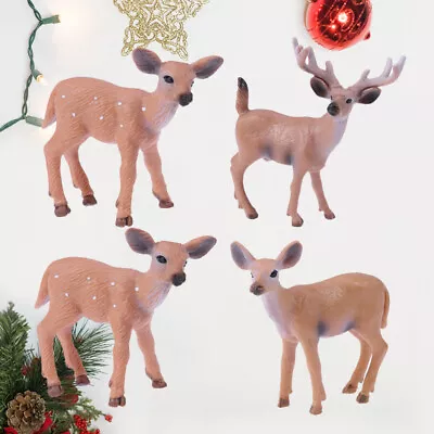 Buy  4 Pcs Deer Doll Toys Figure Animal Ornaments For Christmas Tree Solid • 9.39£