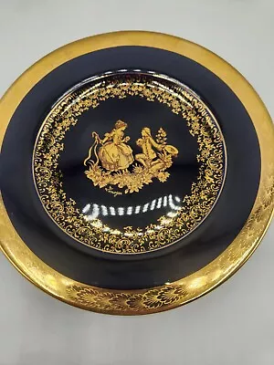 Buy Limoges 22k Castel Cobalt Blue And Gold 8.5”Decorative Porcelain Plate.France • 27.96£