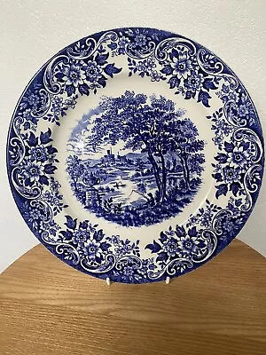 Buy Dinner Plate English Scene Broadhurst Staffordshire Ironstone Blue & White • 7£