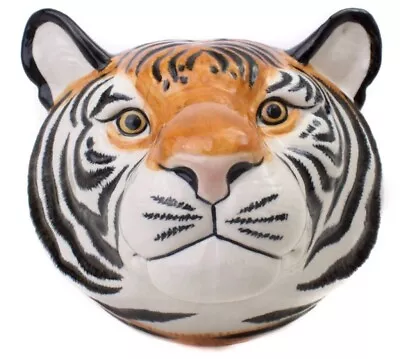 Buy Tiger Head Wall Mounted Flower Vase Animal Pottery By Quail Ceramics • 44.95£