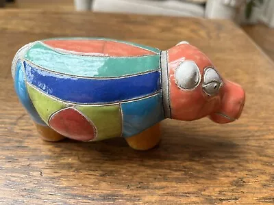 Buy Colourful Raku Pottery Ceramic Hippo Hippopotamus Figurine, South Africa Animal • 16£