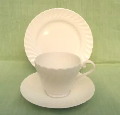 Buy Aynsley White Bone China Tea Trio - Cup, Saucer, Side Plate - Swirled Surface • 9.99£