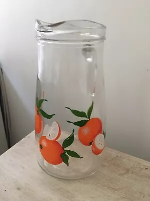 Buy Vintage Glass Pitcher Jug Glass Fruit Oranges • 12£