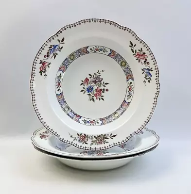 Buy Antique Copeland Spode - Nigel Pattern - 3x 10.5  Floral Rimmed Bowls • 28£