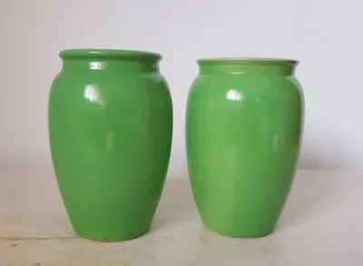 Buy 2x Govancroft AK Stoneware Apple Green Pottery Vase / Jar Pair 12.5cm • 46£
