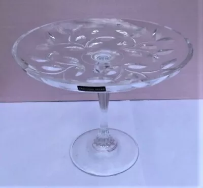 Buy New THOMAS WEBB 18cm Glass Cake Bon Bon Floral Design Pedestal Dish Centrepiece • 18£