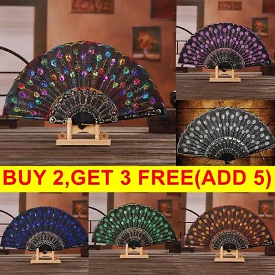 Buy Spanish Lace Silk Folding Hand Held Dance Fan Flower Pattern For Party Wedding U • 5.99£