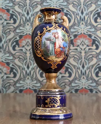 Buy 20th Century Austrian Hand Painted Cobalt Ceramic Urn Vase Antique Josef Strnact • 50£