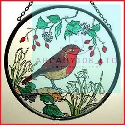 Buy Decorative Hand Painted Stained Glass Window Sun Catcher/Roundel In A Robin In • 31.44£