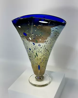 Buy Unique Signed Studio Glass Art Vase 9” Tall X 6.5” X 2” No Cracks Or Chips • 79.36£