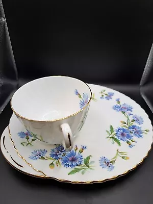 Buy VTG Adderley Cornflower Teacup Saucer Snack Set Fine Bone China England • 13.98£