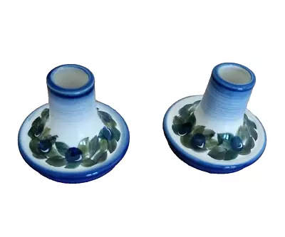 Buy Jersey Pottery Candle Holders Two Handmade, Hand Painted Art Pottery, Christmas  • 10£