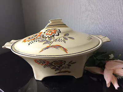 Buy Antique Crown Ducal Soup Tureen Bowl Ceramic Beige Floral Lidded Serving Dish 1L • 10£