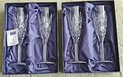 Buy Set 4 Stuart Crystal Tewkesbury 8 1/4  Champagne Flutes Glasses Boxed - Mint • 60£