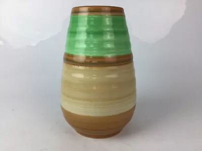 Buy Art Deco Shelley Ceramic Vase Painterly Pattern Glaze Brown Sand Green 19.5cm • 15£