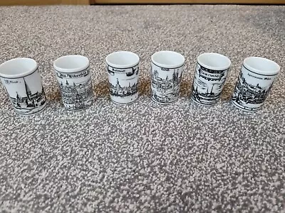 Buy Vintage Porcelain Schnapps / Shot Glasses, Set Of 6, Germany / German Towns • 29.77£