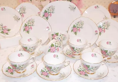 Buy Colclough 21 Piece Tea Set Pink Florals Bone China RARE 1960s🍰Vintage Beautiful • 85£