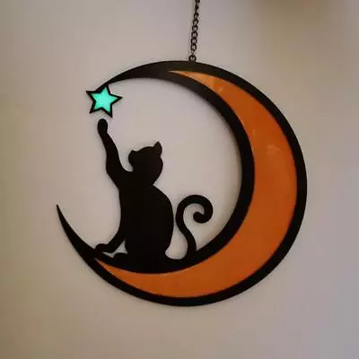 Buy Moon Black Cat Ornaments Decor • 3.07£