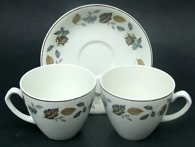 Buy THREE 1950's Alfred Meakin Springwood Pattern Pieces 2 X Teacups One Saucer VGC • 9.95£