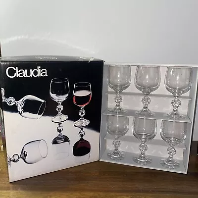 Buy Vintage Claudia Bohemia Crystal Wine Glasses  Fine Lead Crystal Set Of 6 • 25.13£