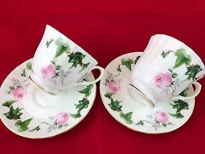 Buy DUCHESS Fine Bone China 2 Tea Cups & Saucers Set Made In England Rose • 46.60£