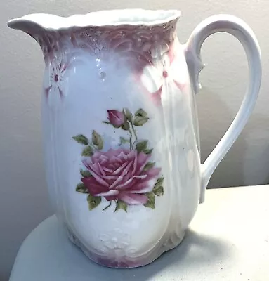Buy Guc Vintage Antique Bavaria Milk Ptcher Roses Embossed Germany 7  Porcelain • 27.95£