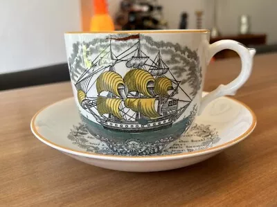 Buy Vintage Adams Giant Teacup & Saucer Breakfast Sailing Nautical C1980 12cm Wide • 8.99£