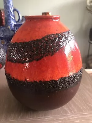 Buy Bay Keramik West German Pottery Fat Lava Vase Orangey /Red Brown Black 64 17 • 45£