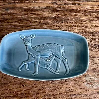 Buy Vintage Poole Pottery Blue Trinket Tray With Deer Pattern • 8£